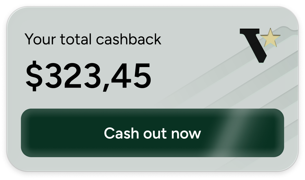 Total cashback balance with a cash-out action